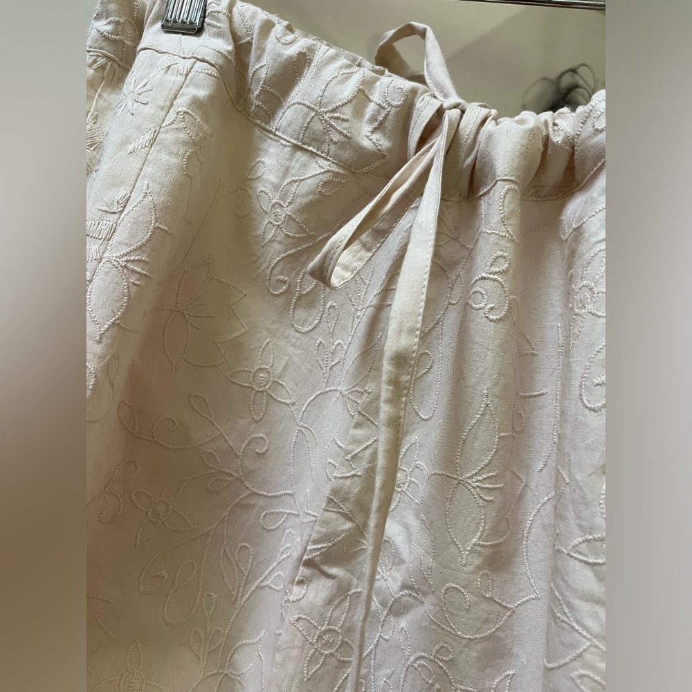 Chan Luu Cream Embroidered Drawstring Pants